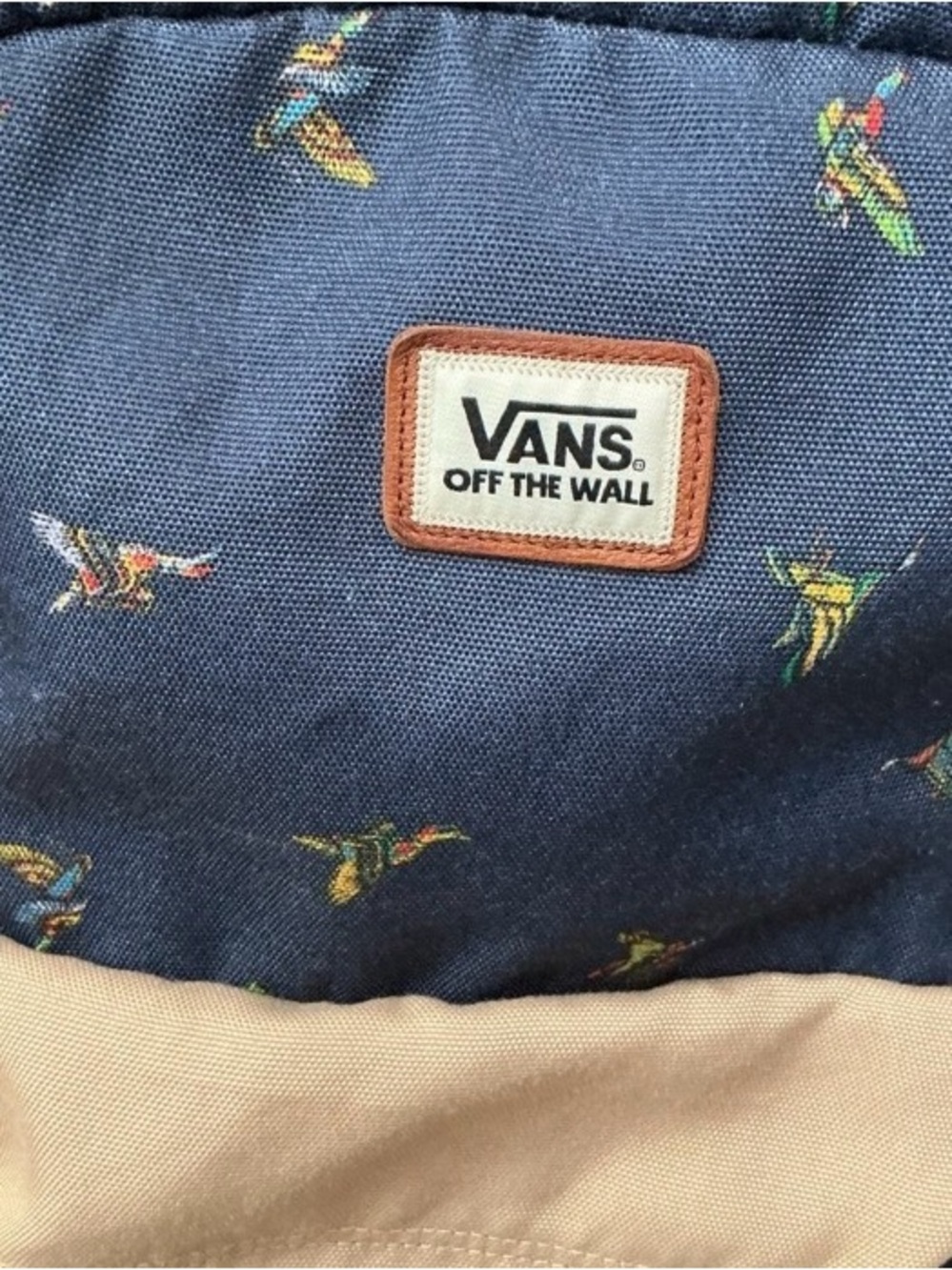Vans Unisex Old Skool II Backpack Navy Blue Khaki Duck Print Backpack Book Bag - Picture 6 of 10
